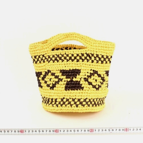 プラスチックかぎ編みバッグ9インチ ボゴラン クリームx焦げ茶 20SS一点 @5300→4240円