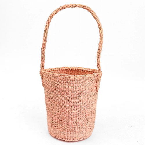 サイザルバッグ5x7 一本ハンドル サーモンピンク