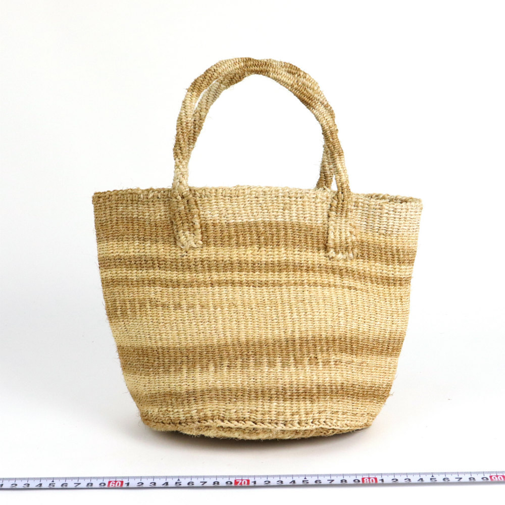 草木染サイザルバッグ8インチ タイダイ 生成xカーキ 22SS一点 @5800→4640