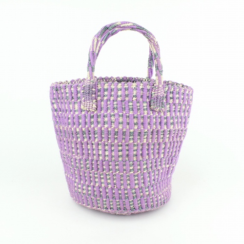 アクリルタイダイサイザルバッグ8x9 生成グレーxラベンダー