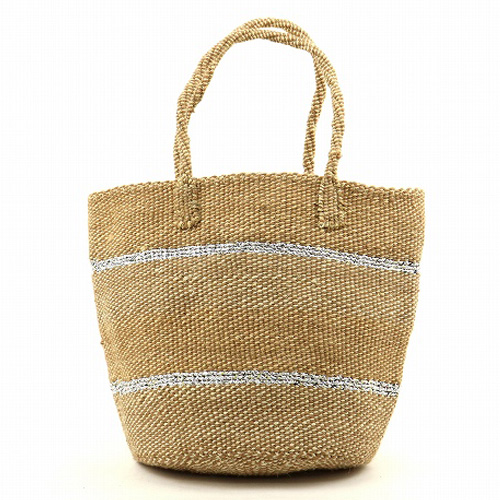 アクリルシルバーサイザルバッグ10x12共手 MIXハン MIX細スト ベージュx生xサンドxシルバ