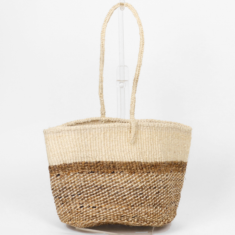 バナナサイザルバッグ10x6x8 ニードルワンハンドル 楕円底