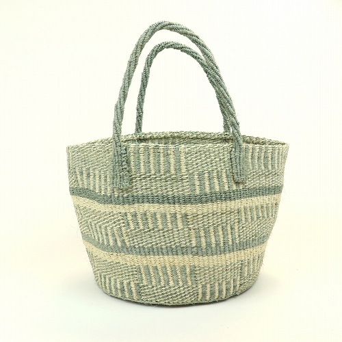 サイザルバッグ10x8共手 ボックス グレーx生成