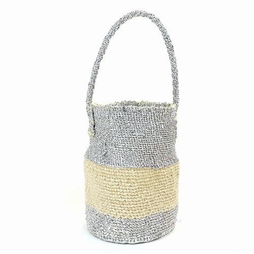 プラサイザルかご6x8 ミルク缶 ワンハンドル プラチナxクリア