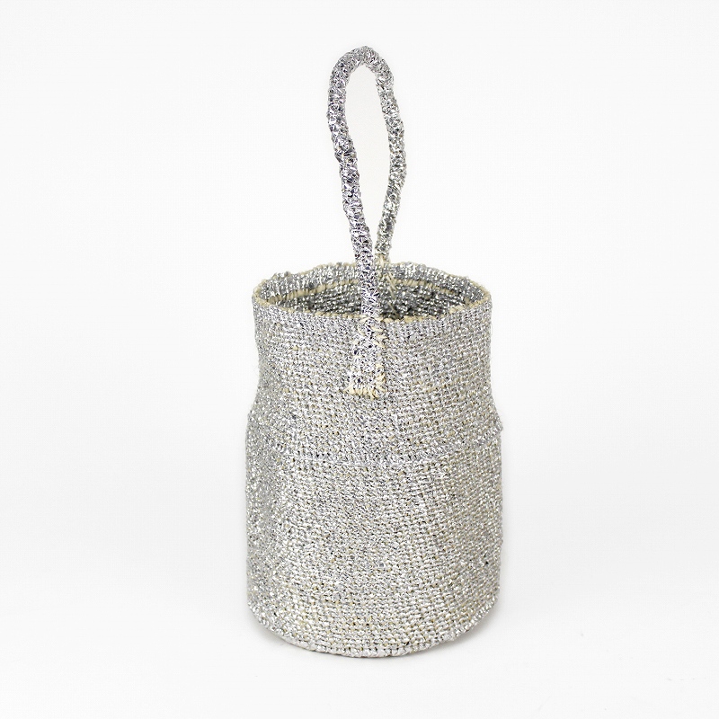 プラスチックサイザルかご8x10 ミルク缶 ワンハンドル プラチナ