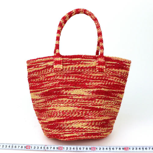サイザルバッグ9x10共手 ムツリマ編み タイダイ サーモンピンクx赤 21SS一点 @7500→6000