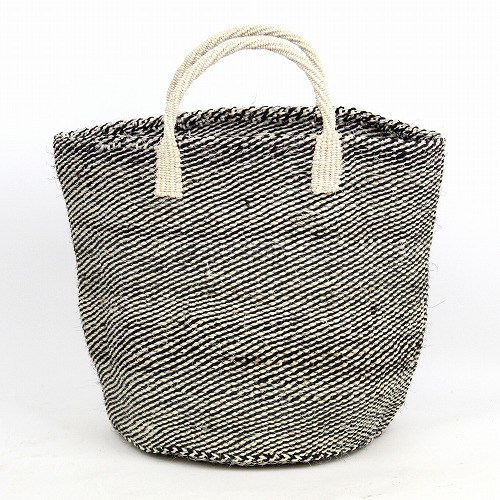 サイザルバッグ10x12 ミックス ハンドル短生成 生成x黒