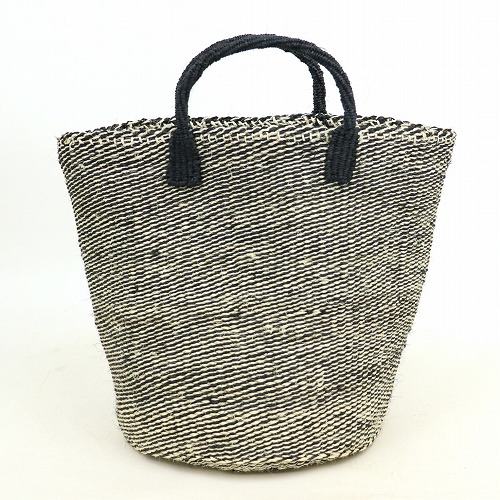 サイザルバッグ10x12 ミックス ハンドル短黒 生成x黒