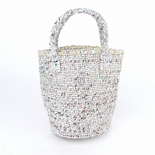 ホワイトシルバーサイザルバッグ7x8