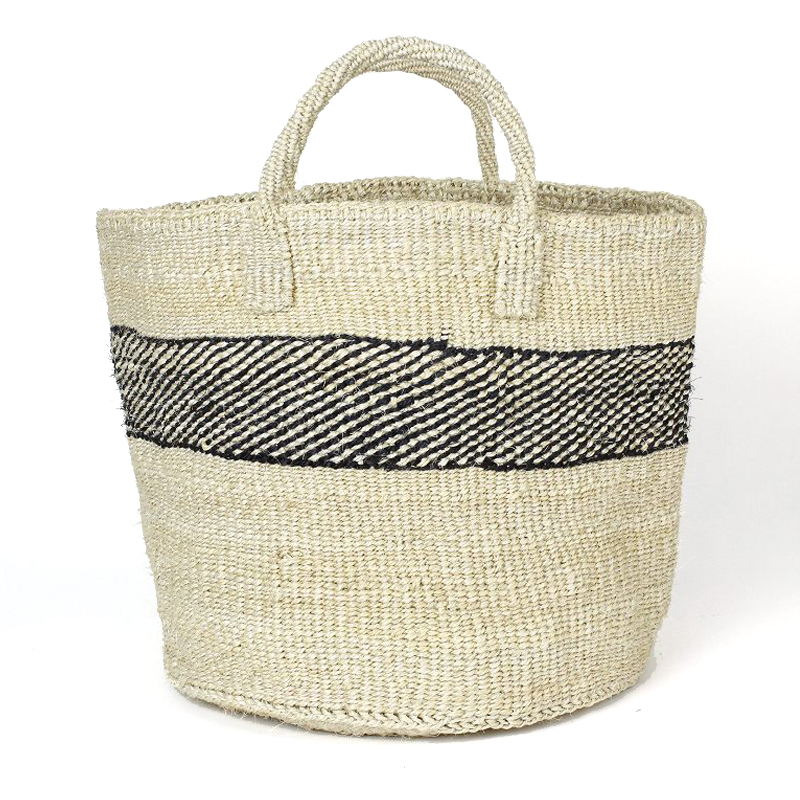 サイザルバッグ共手12x12 パートミックス 木炭染x黒