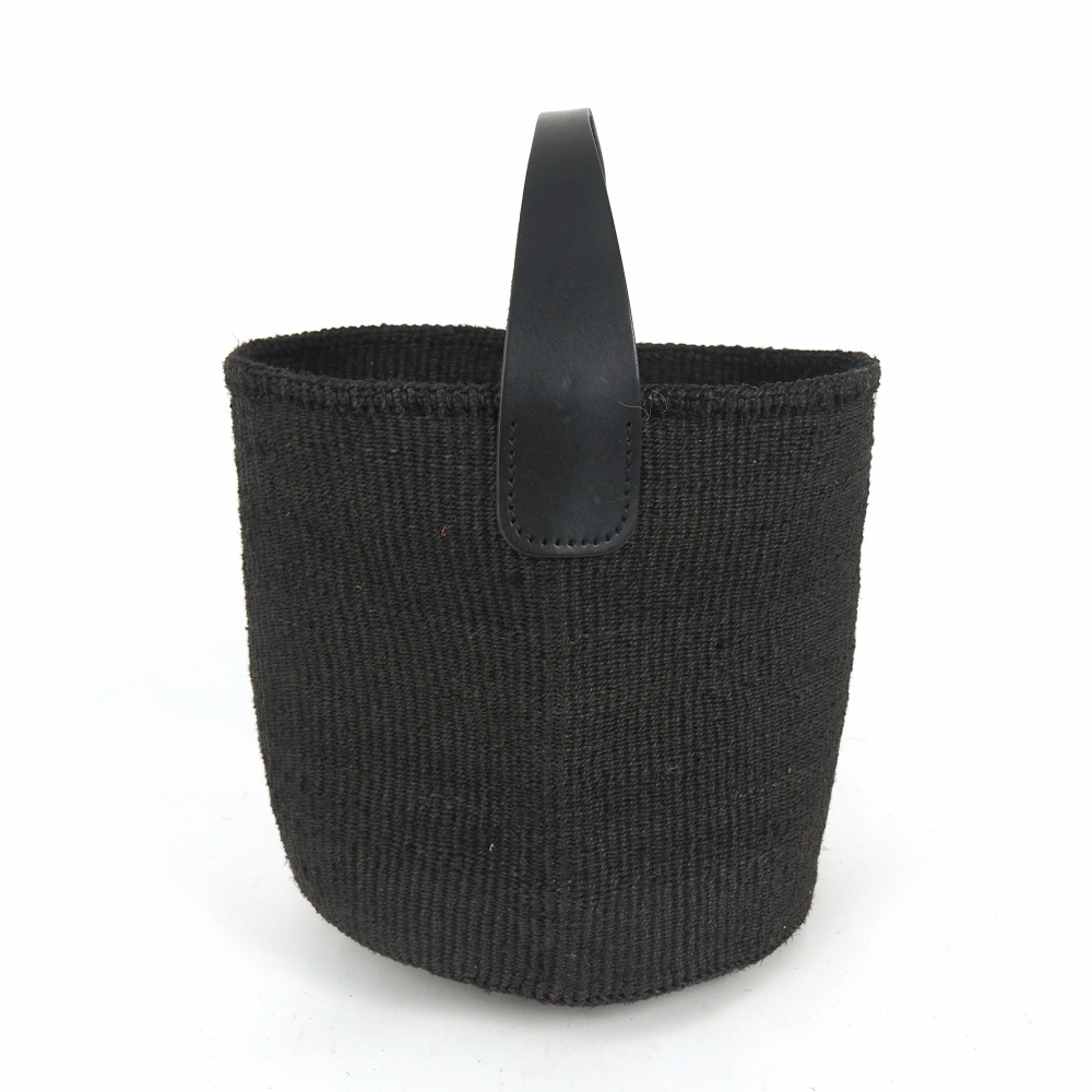 サイザルバッグ9インチ 平革ワンハンドル黒 黒