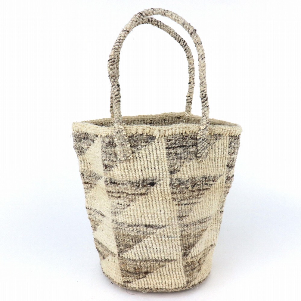 オール羊毛サイザルバッグ共手9x11 フラッグ 生成xミックスグレー