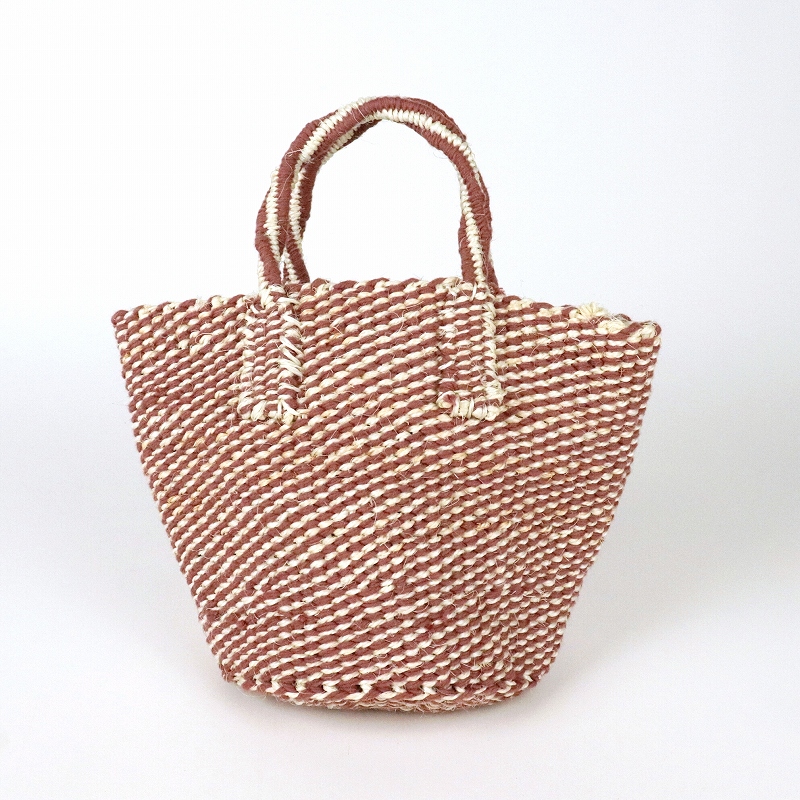 オーガニックコットンサイザルバッグ共手 ミニ ミックス ローズグレーコットンx生成サイザル