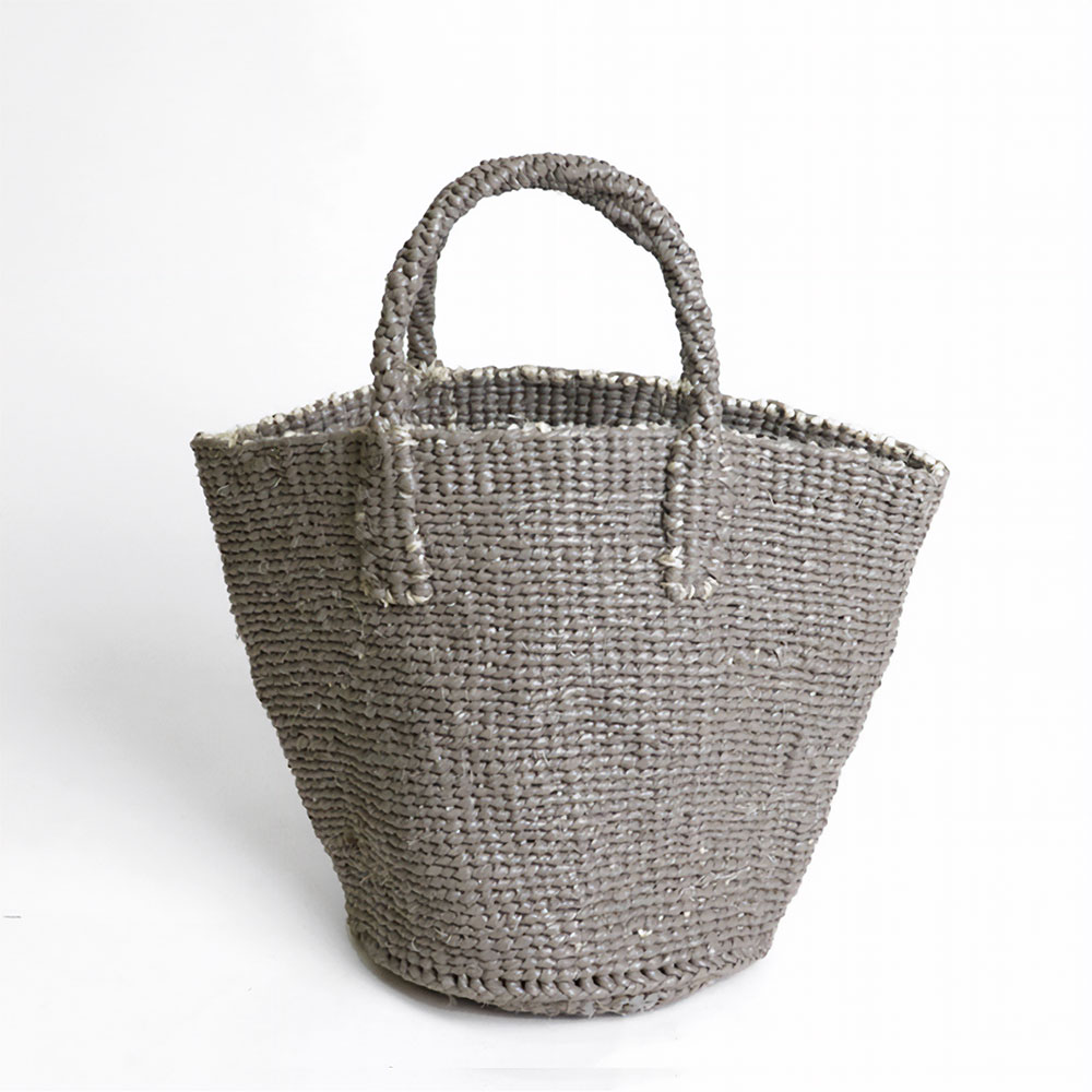 プラスチックサイザルバッグ共手 ミニ 無地 ライトグレー