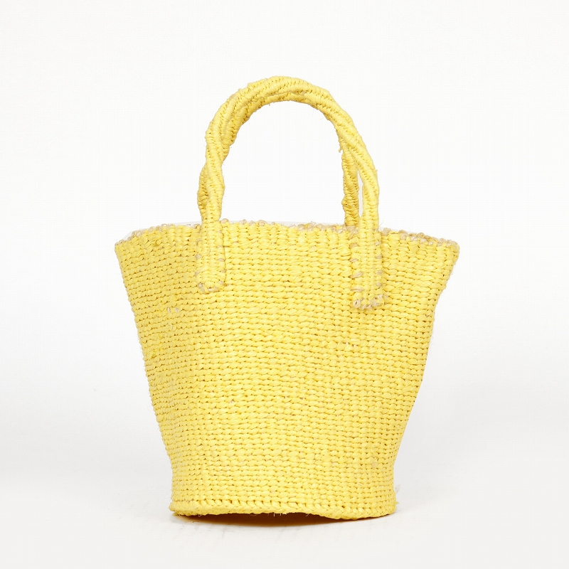 プラスチックサイザルバッグ共手 ミニ 無地 クリーム