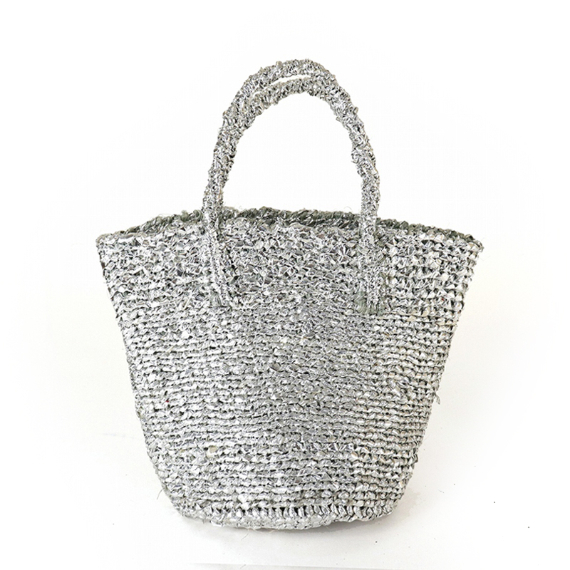 プラスチックサイザルバッグ共手 ミニ 無地 プラチナ