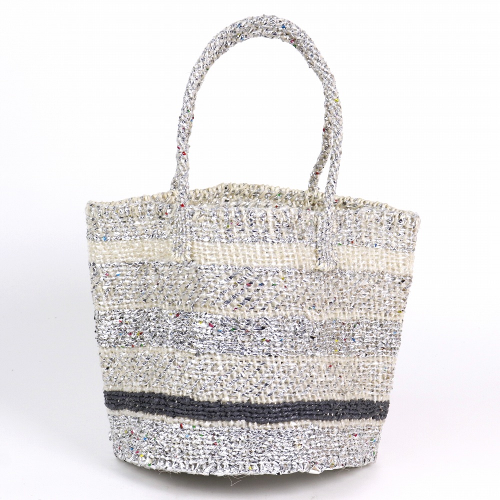 プラスチックサイザルバッグ共手11x10 ミックススタンディング シルバーxクリアxグレー 22SS一点 @7800→6240