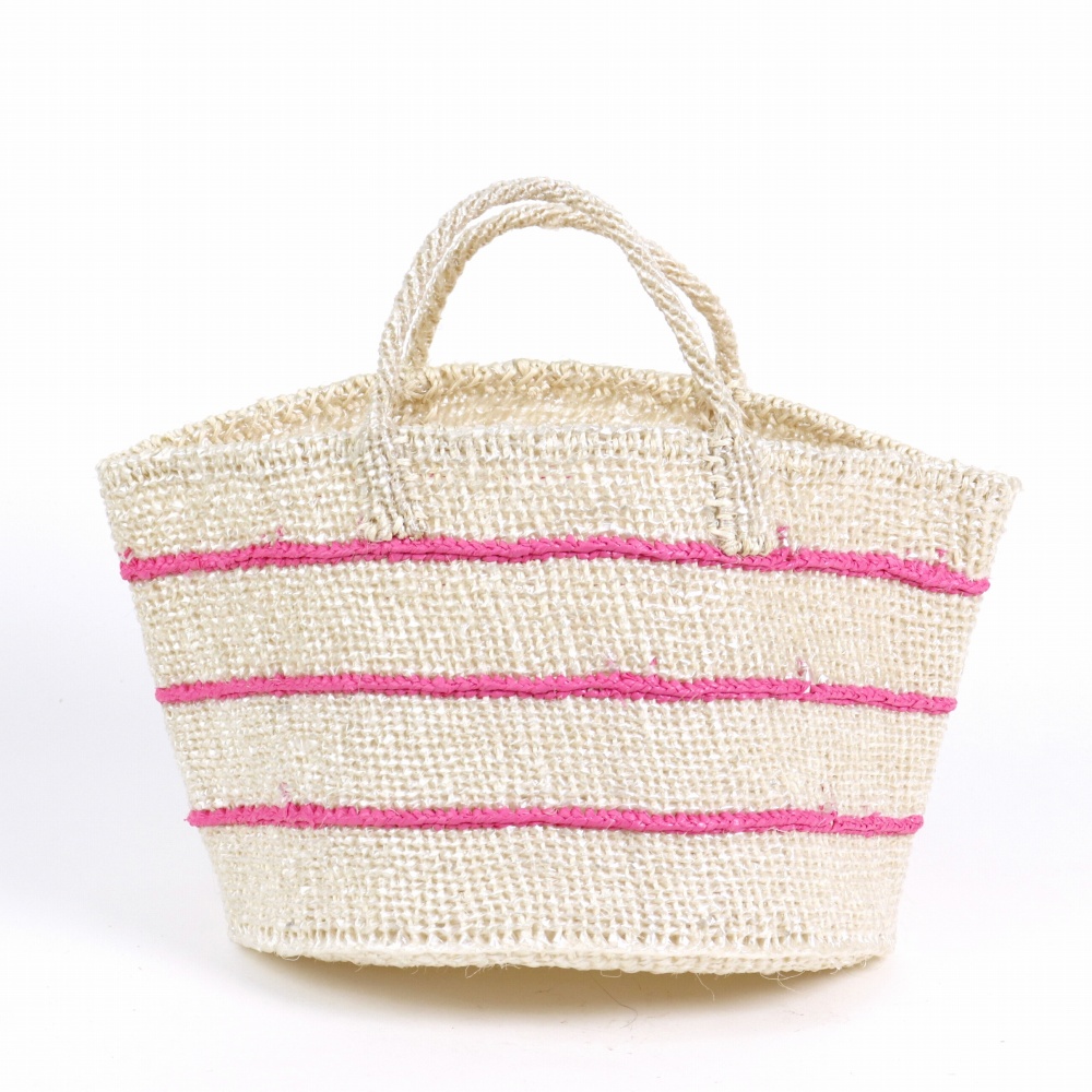 【SALE】プラスチックサイザルバッグ共手12x8 ムツリマライン クリアxピンク @7800→5000