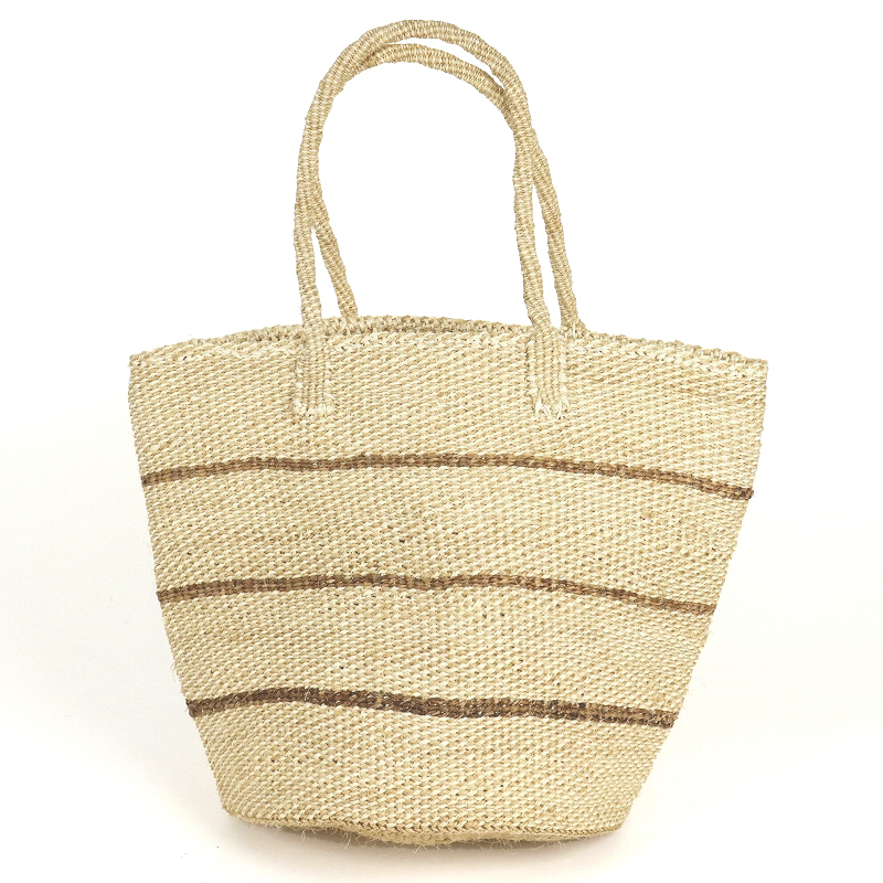 バナナサイザルバッグ共手10x12 バナナラインミックス カーキx生成