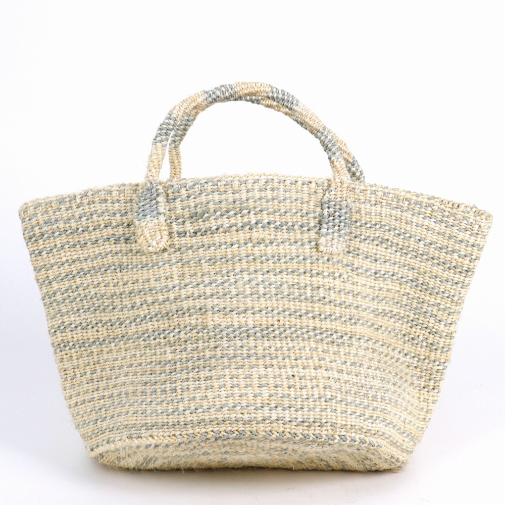 サイザルバッグ共手10x8 タイダイミックス グレーx生成サンドベージュタイダイ