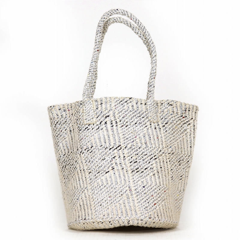 アクリルプラスチックサイザルバッグ共手10インチ フラッグ 白アクリルxシルバー