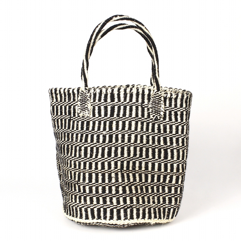 アクリルxサイザルバッグ共手10インチ スタンディングラインミックス 生成サイザルx黒アクリル