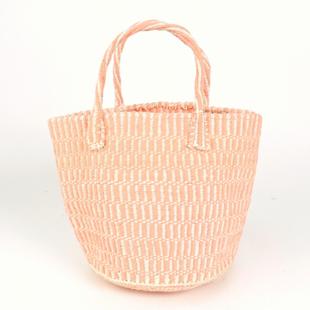 アクリルサイザルバッグ共手10インチ スタンディングラインミックス 生成サイザルxサーモンピンクアクリル 22SS一点 @7000→5600