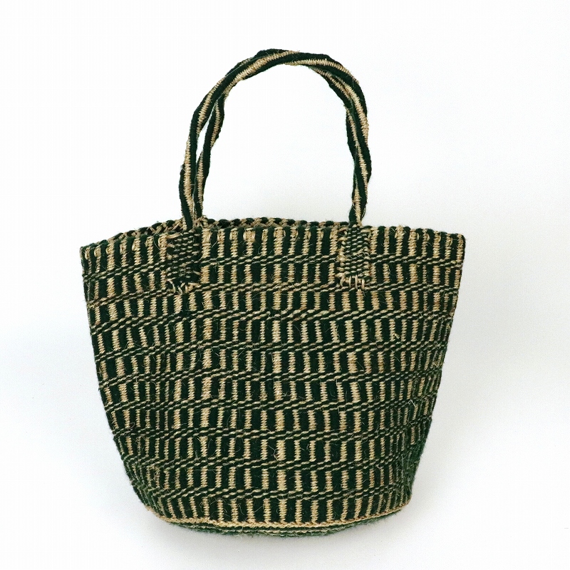 アクリルxサイザルバッグ共手10インチ スタンディングラインミックス カーキサイザルx緑アクリル