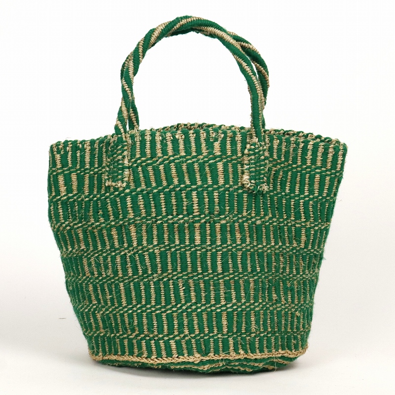 アクリルxサイザルバッグ共手10インチ スタンディングラインミックス カーキサイザルxマラカイトアクリル