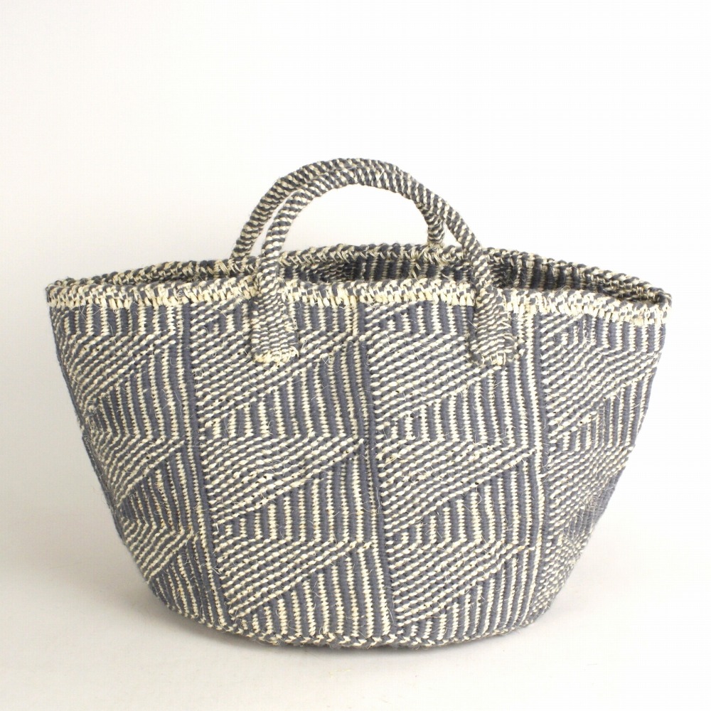 アクリルxサイザルバッグ共手12x10 ハンドル短 フラッグ グレー