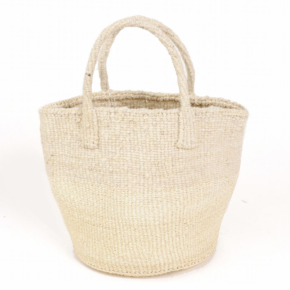 羊毛サイザルバッグ共手9インチ ツートーン 生成x生成