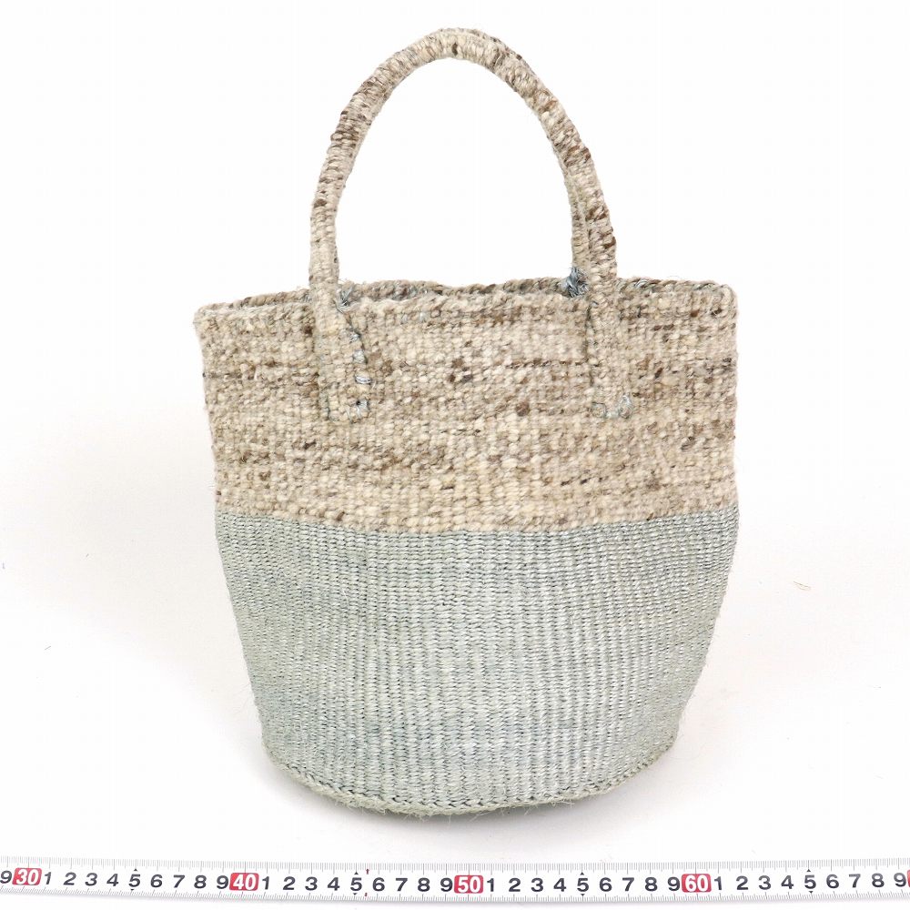 羊毛サイザルバッグ共手9インチ ツートーン グレーxミックスグレー