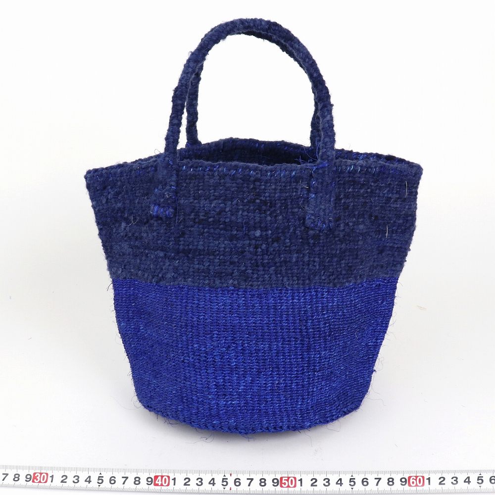 羊毛サイザルバッグ共手9インチ ツートーン 青x濃紺
