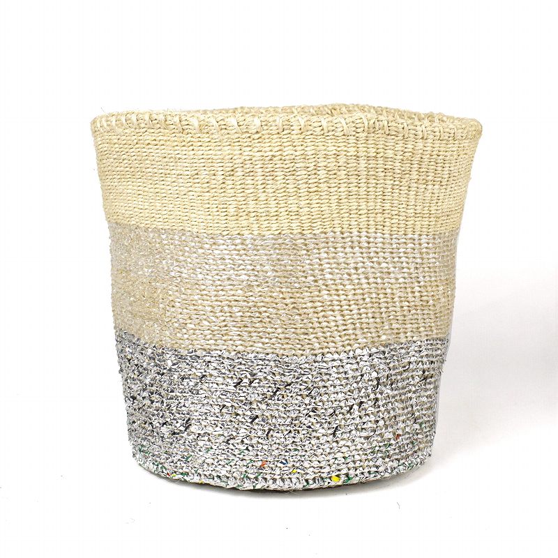 プラスチックサイザルかご8x9 シルバーxクリアx生成サイザル