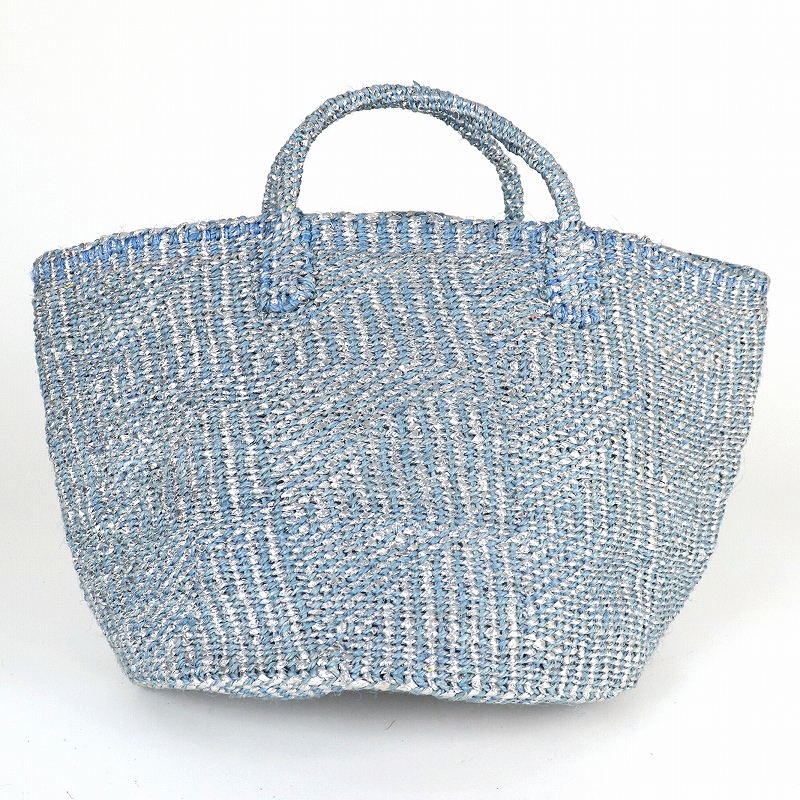 プラスチックサイザルバッグ共手12インチ ハンドル短 フラッグ プラチナxサックス