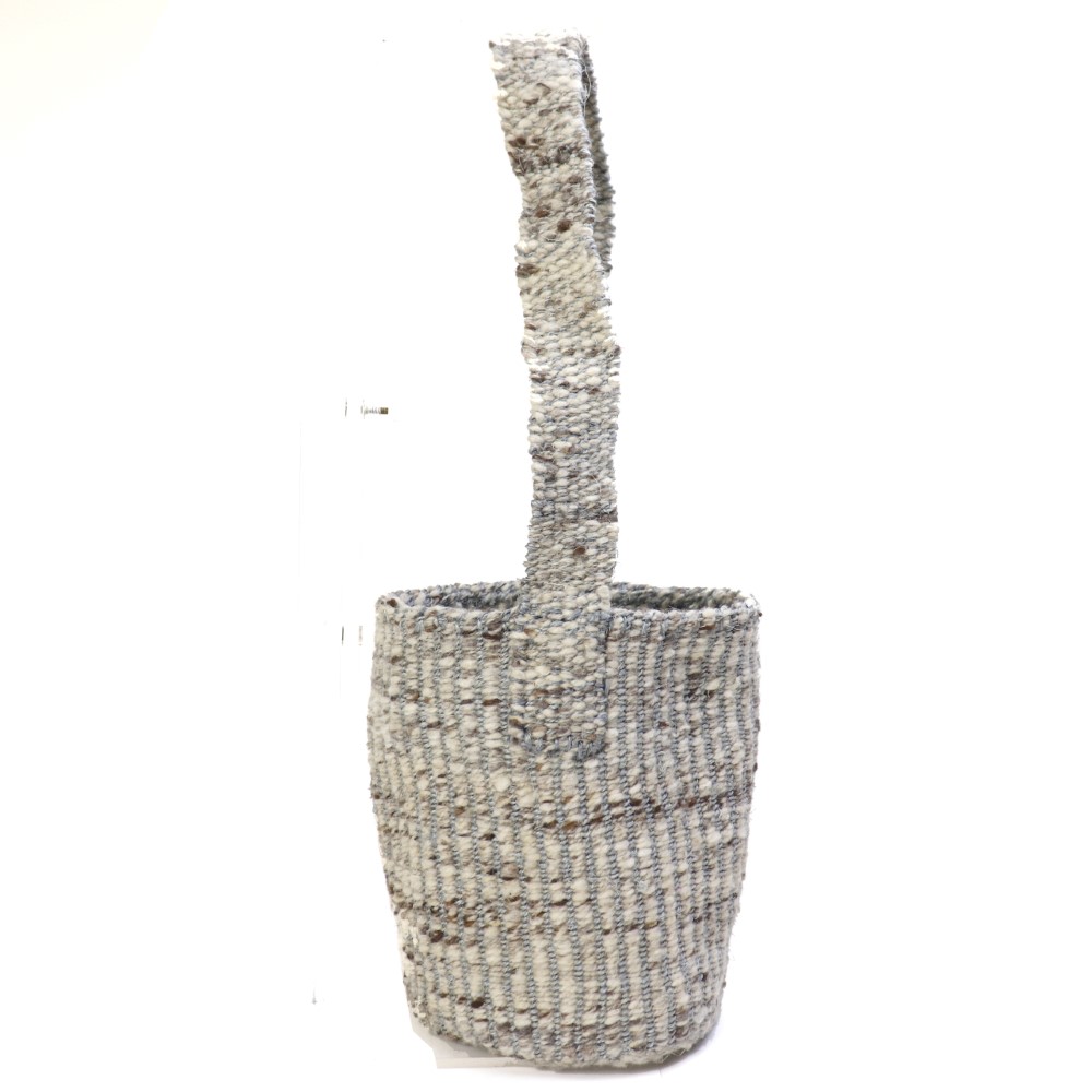 羊毛サイザルバッグ6x8 ワンハンドル ミックスグレー