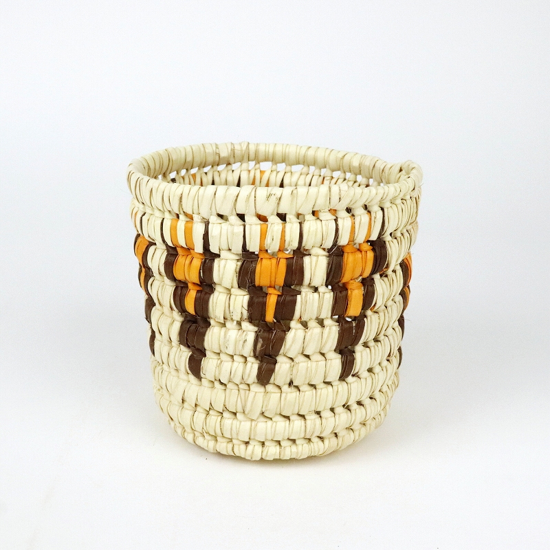 【SALE】トゥルカナバスケット カップサイズ 伝統柄 茶xオレンジ @2500→1500