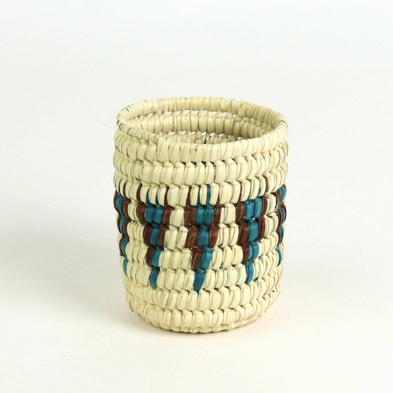 【SALE】トゥルカナバスケット カップサイズ 伝統柄 茶xターコイズ @2500→1500