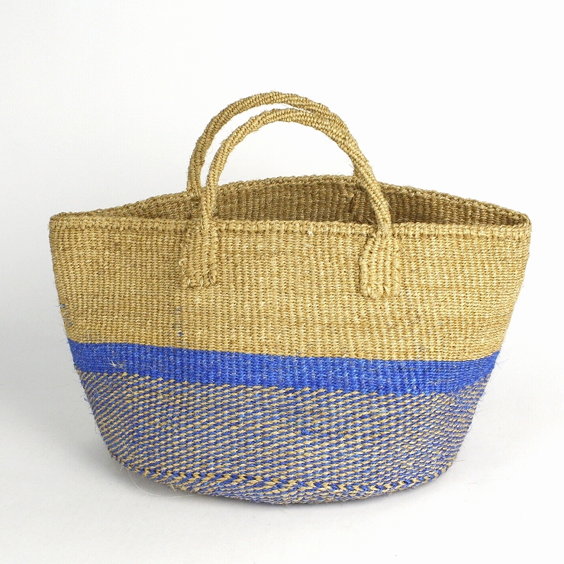 サイザルバッグ共手12x8 ツートーンミックス カーキx濃紺