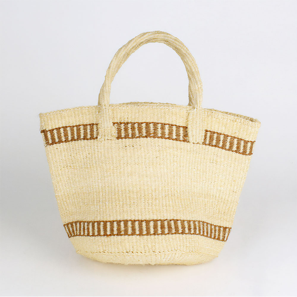 サイザルバッグ共手9インチ レール サンドベージュx焦げ茶