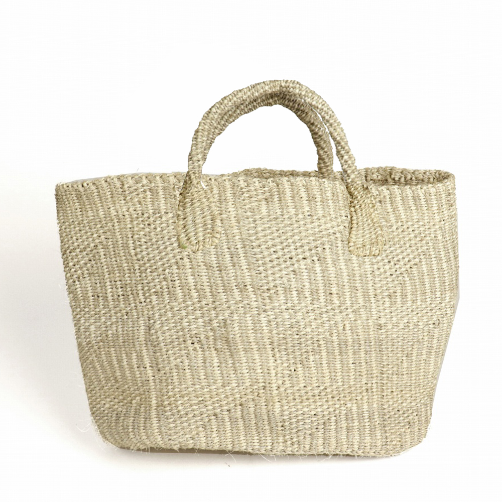 サイザルバッグ楕円底12x6x10 フラッグ チャコールグレー