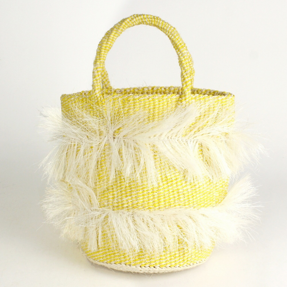 サイザルバッグ共手8x10 ミックスフリンジ 生成x黄 23SS一点物 @7200→5760円