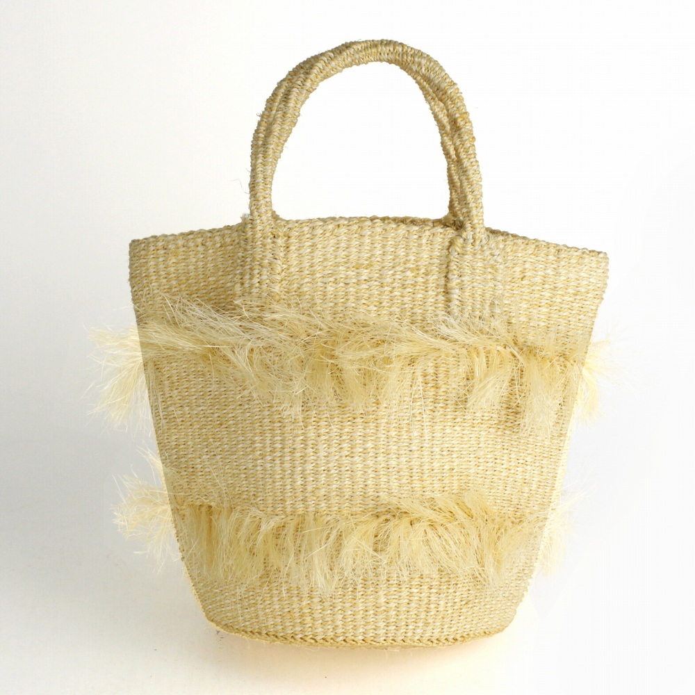 サイザルバッグ共手8x10 ミックスフリンジ サンドベージュx生成 23SS一点物 @7200→5760円