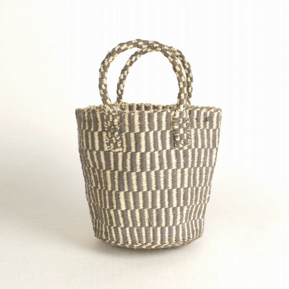 オーガニックコットンサイザルバッグ共手 ミニ スタンディング グレー