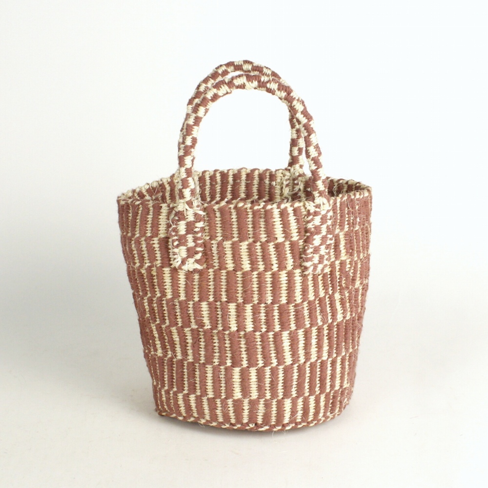 オーガニックコットンサイザルバッグ共手 ミニ スタンディング ローズグレー