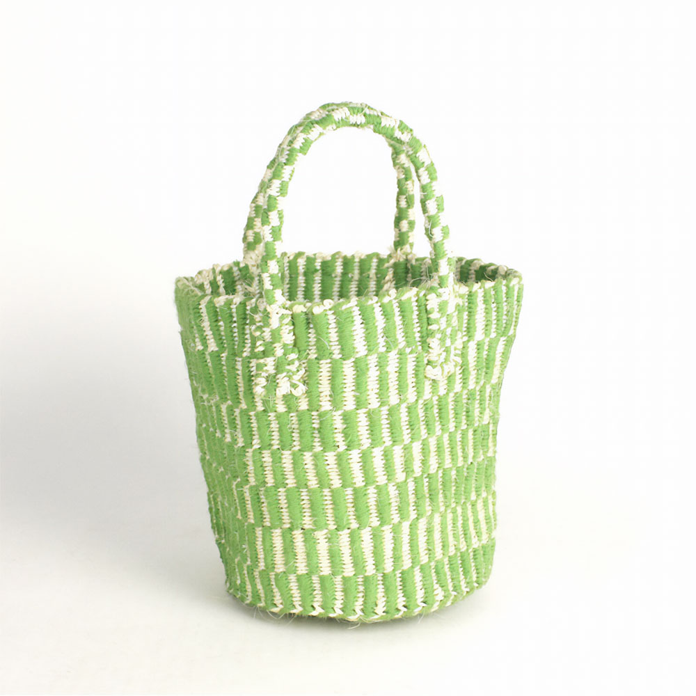 オーガニックコットンサイザルバッグ共手 ミニ スタンディング グリーン