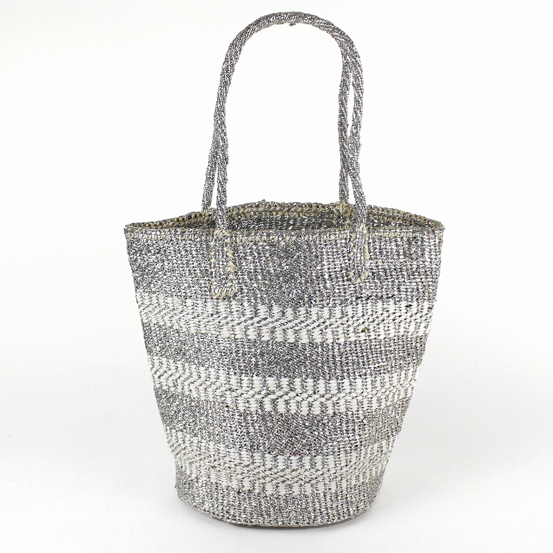 プラスチックサイザルバッグ共手10インチ スタンディングラインズ 白xプラチナ