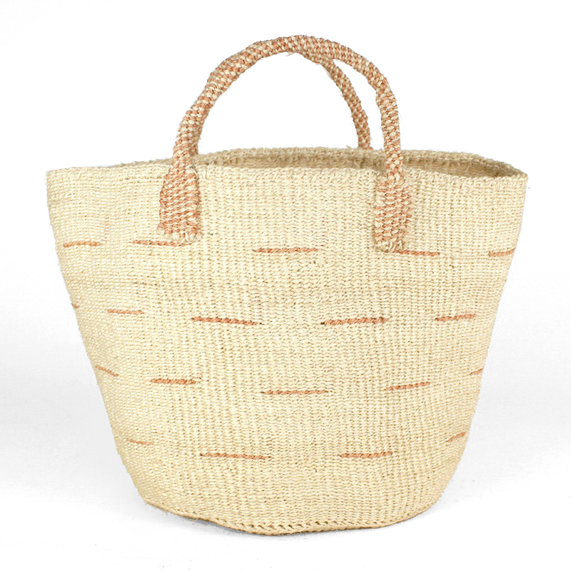 サイザルバッグ10インチ ショートパス ハンドル短 生成xサーモンピンク