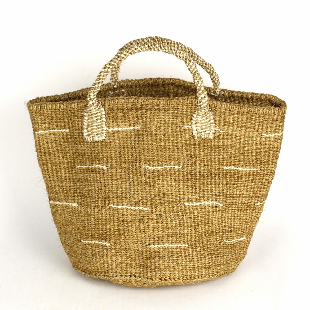 サイザルバッグ10インチ ショートパス ハンドル短 カーキx生成