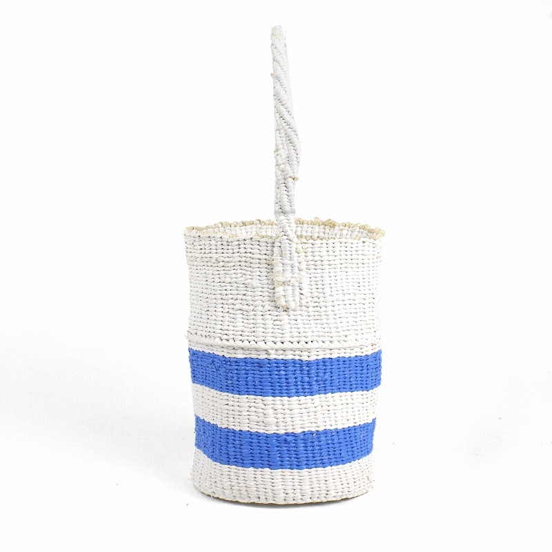 プラスチックサイザルバッグ6x8 ミルク缶 ボーター 白xサックス